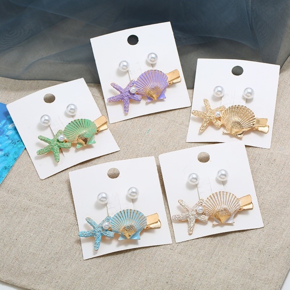 **FAY* 3-Pc Purple Shell x Starfish & Pearl Stud Earring Set - Picture 4 of 4